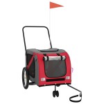 vidaXL Remorcă bicicletă animale companie, roșu/gri textil oxford/fier