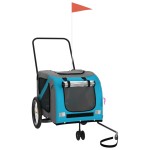 vidaXL Remorcă bicicletă animale companie, albastru/gri, oxford/fier