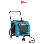 vidaXL Remorcă bicicletă animale companie, albastru/gri, oxford/fier