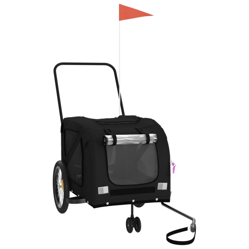 vidaXL Remorcă bicicletă animale companie, negru, textil oxford/fier