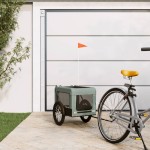 vidaXL Remorcă bicicletă animale companie gri/negru textil oxford/fier vidaXL Remorcă bicicletă animale companie gri/negru textil oxford/fier