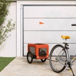 vidaXL Remorcă bicicletă animale companie portocaliu/negru oxford/fier vidaXL Remorcă bicicletă animale companie portocaliu/negru oxford/fier
