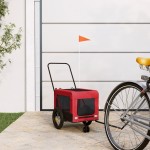 vidaXL Remorcă bicicletă animale companie, roșu/negru, oxford/fier vidaXL Remorcă bicicletă animale companie, roșu/negru, oxford/fier