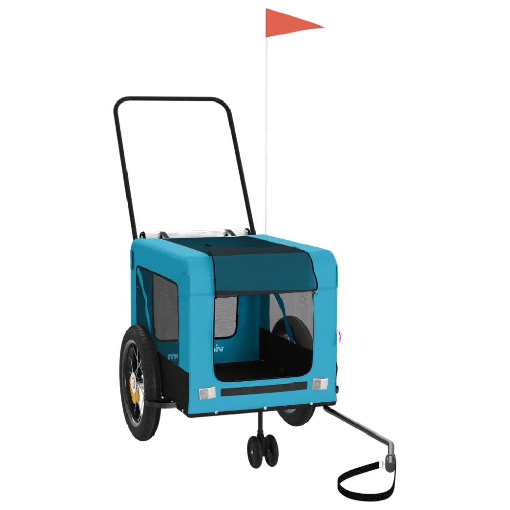 vidaXL Remorcă bicicletă animale companie, albastru/negru, oxford/fier