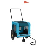 vidaXL Remorcă bicicletă animale companie, albastru/negru, oxford/fier