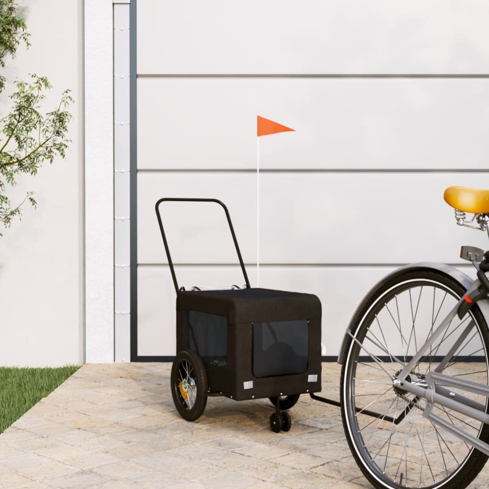 vidaXL Remorcă bicicletă animale companie, negru, textil oxford/fier