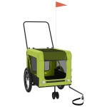 vidaXL Remorcă bicicletă animale companie, verde/negru, oxford/fier