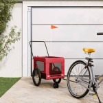 vidaXL Remorcă bicicletă animale companie, roșu/negru, oxford/fier vidaXL Remorcă bicicletă animale companie, roșu/negru, oxford/fier
