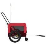 vidaXL Remorcă bicicletă animale companie, roșu/negru, oxford/fier vidaXL Remorcă bicicletă animale companie, roșu/negru, oxford/fier