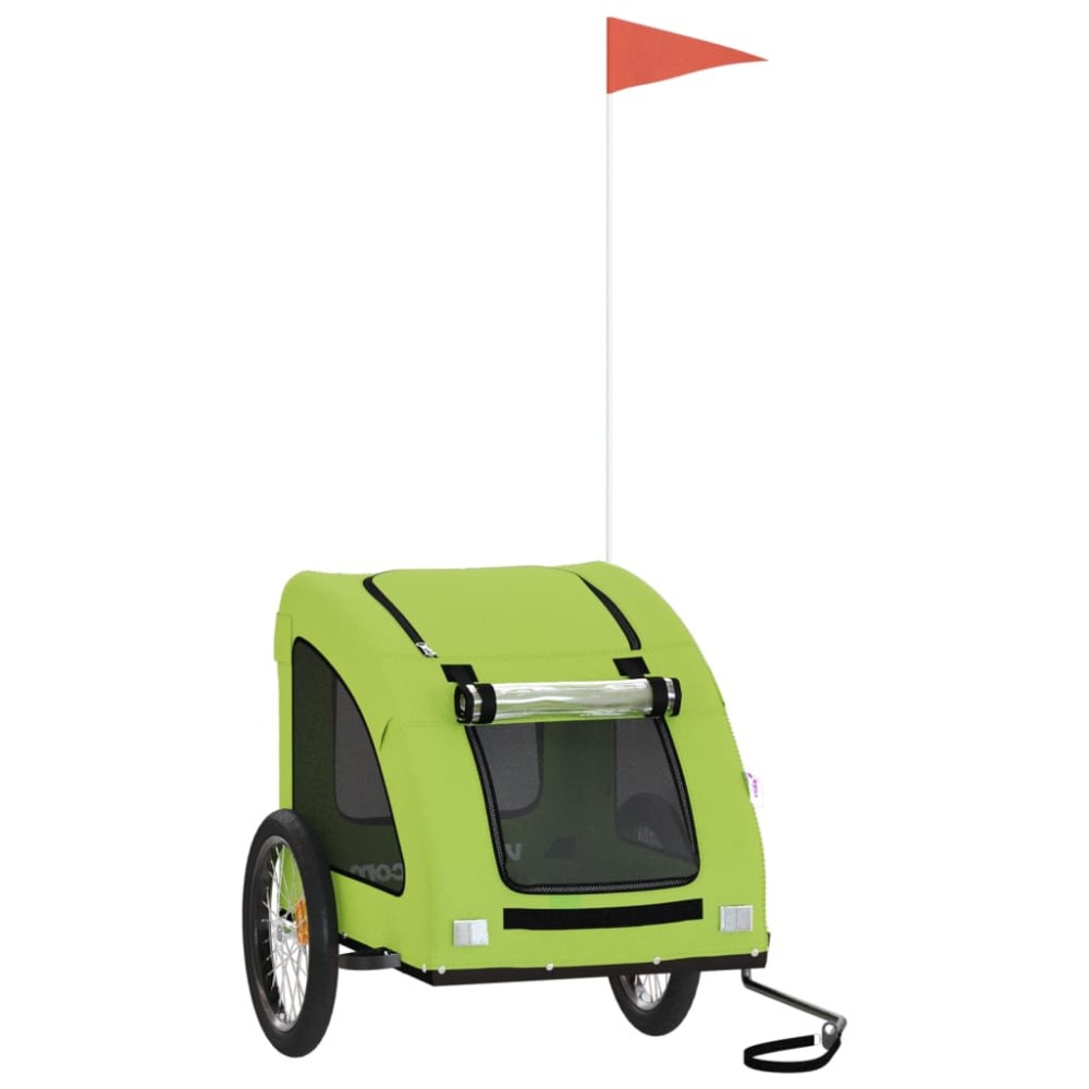 vidaXL Remorcă de bicicletă animale companie, verde textil oxford/fier
