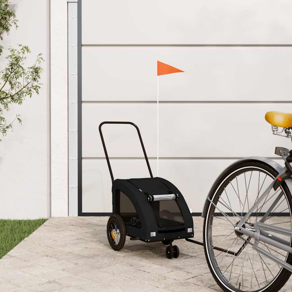 vidaXL Remorcă bicicletă animale companie, negru, textil oxford/fier