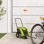 vidaXL Remorcă de bicicletă animale companie, verde textil oxford/fier vidaXL Remorcă de bicicletă animale companie, verde textil oxford/fier