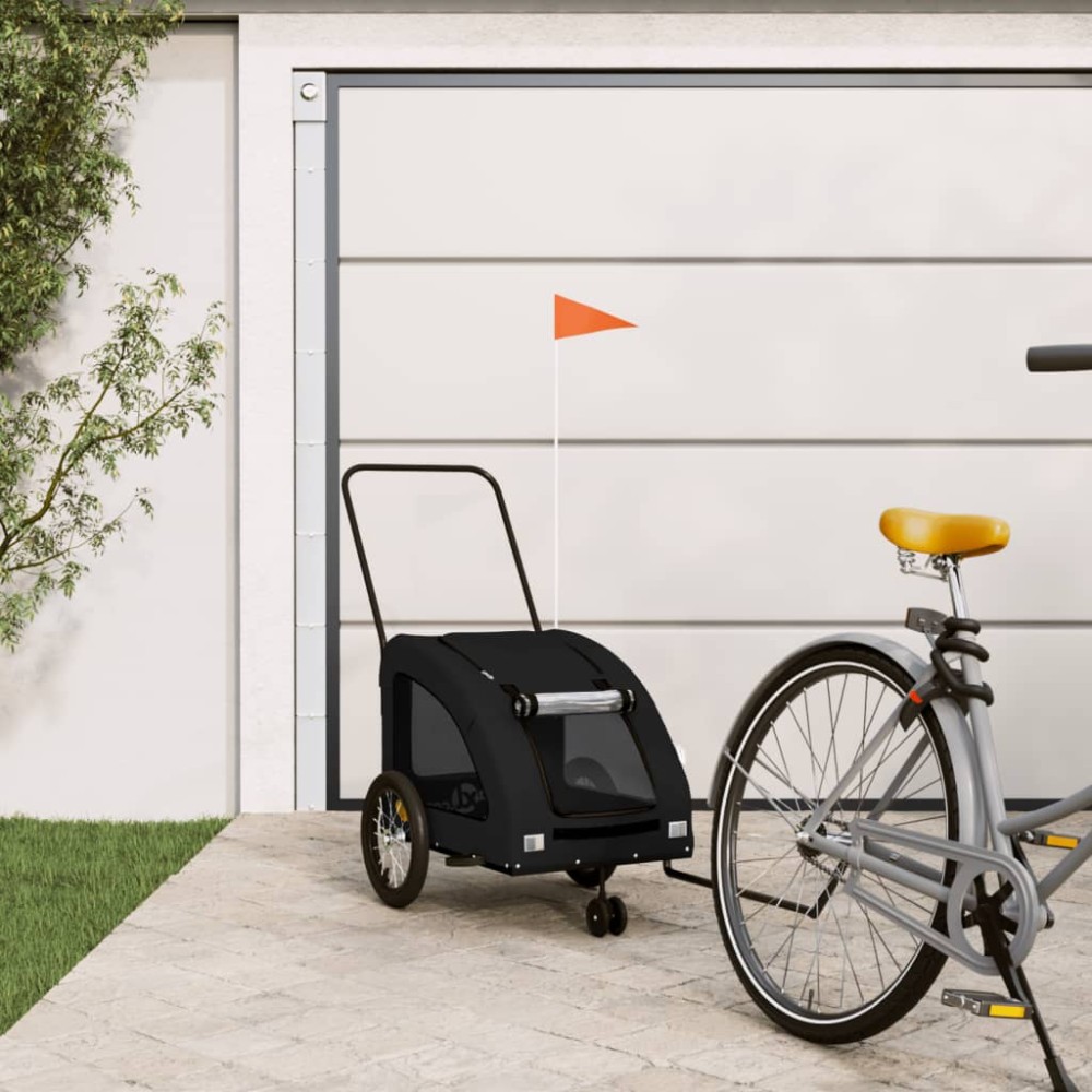 vidaXL Remorcă bicicletă animale companie, negru, textil oxford/fier