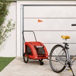 vidaXL Remorcă de bicicletă animale portocaliu/gri, textil oxford/fier vidaXL Remorcă de bicicletă animale portocaliu/gri, textil oxford/fier