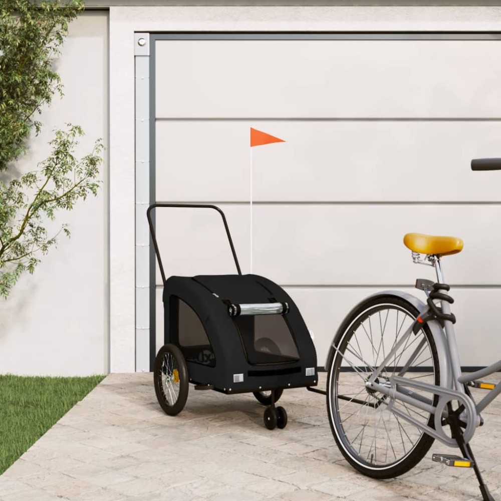 vidaXL Remorcă bicicletă animale companie, negru, textil oxford/fier