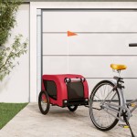 vidaXL Remorcă bicicletă animale companie, roșu/negru, oxford/fier vidaXL Remorcă bicicletă animale companie, roșu/negru, oxford/fier