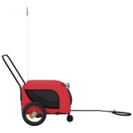 vidaXL Remorcă bicicletă animale companie, roșu/negru, oxford/fier vidaXL Remorcă bicicletă animale companie, roșu/negru, oxford/fier
