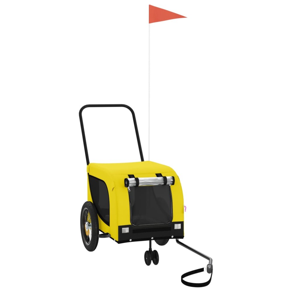 vidaXL Remorcă bicicletă animale companie, galben/negru, oxford/fier