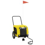 vidaXL Remorcă bicicletă animale companie, galben/negru, oxford/fier