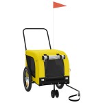 vidaXL Remorcă bicicletă animale companie, galben/negru, oxford/fier