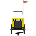 vidaXL Remorcă bicicletă animale companie, galben/negru, oxford/fier