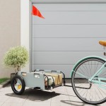 vidaXL Remorcă de bicicletă, gri, textil oxford și fier vidaXL Remorcă de bicicletă, gri, textil oxford și fier