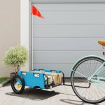 vidaXL Remorcă de bicicletă, albastru, textil oxford și fier vidaXL Remorcă de bicicletă, albastru, textil oxford și fier