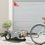 vidaXL Remorcă de bicicletă, gri, textil oxford și fier vidaXL Remorcă de bicicletă, gri, textil oxford și fier
