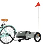 vidaXL Remorcă de bicicletă, gri, textil oxford și fier vidaXL Remorcă de bicicletă, gri, textil oxford și fier
