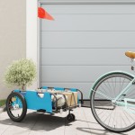 vidaXL Remorcă de bicicletă, albastru, textil oxford și fier vidaXL Remorcă de bicicletă, albastru, textil oxford și fier