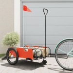 vidaXL Remorcă bicicletă, portocaliu și negru, țesătură oxford și fier vidaXL Remorcă bicicletă, portocaliu și negru, țesătură oxford și fier