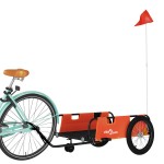 vidaXL Remorcă bicicletă, portocaliu și negru, țesătură oxford și fier vidaXL Remorcă bicicletă, portocaliu și negru, țesătură oxford și fier