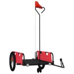 vidaXL Remorcă biciclete, roșu și negru, țesătură oxford și fier vidaXL Remorcă biciclete, roșu și negru, țesătură oxford și fier