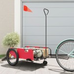 vidaXL Remorcă biciclete, roșu și negru, țesătură oxford și fier vidaXL Remorcă biciclete, roșu și negru, țesătură oxford și fier