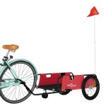 vidaXL Remorcă biciclete, roșu și negru, țesătură oxford și fier vidaXL Remorcă biciclete, roșu și negru, țesătură oxford și fier