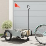 vidaXL Remorcă biciclete, gri și negru, țesătură oxford și fier vidaXL Remorcă biciclete, gri și negru, țesătură oxford și fier
