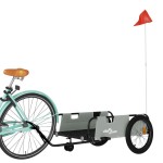 vidaXL Remorcă biciclete, gri și negru, țesătură oxford și fier vidaXL Remorcă biciclete, gri și negru, țesătură oxford și fier