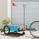 vidaXL Remorcă bicicletă, albastru și negru, țesătură oxford și fier vidaXL Remorcă bicicletă, albastru și negru, țesătură oxford și fier
