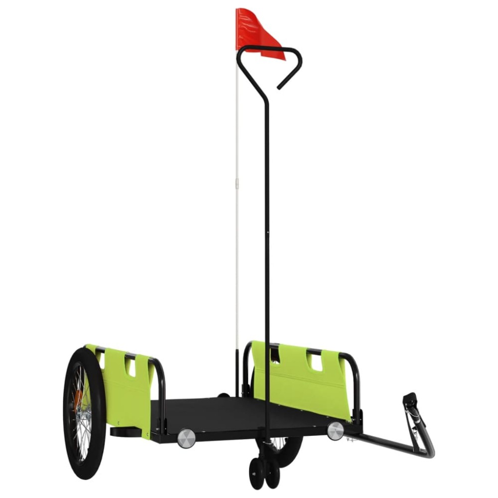 vidaXL Remorcă bicicletă, verde și negru, țesătură oxford și fier