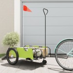 vidaXL Remorcă bicicletă, verde și negru, țesătură oxford și fier vidaXL Remorcă bicicletă, verde și negru, țesătură oxford și fier