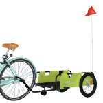 vidaXL Remorcă bicicletă, verde și negru, țesătură oxford și fier vidaXL Remorcă bicicletă, verde și negru, țesătură oxford și fier
