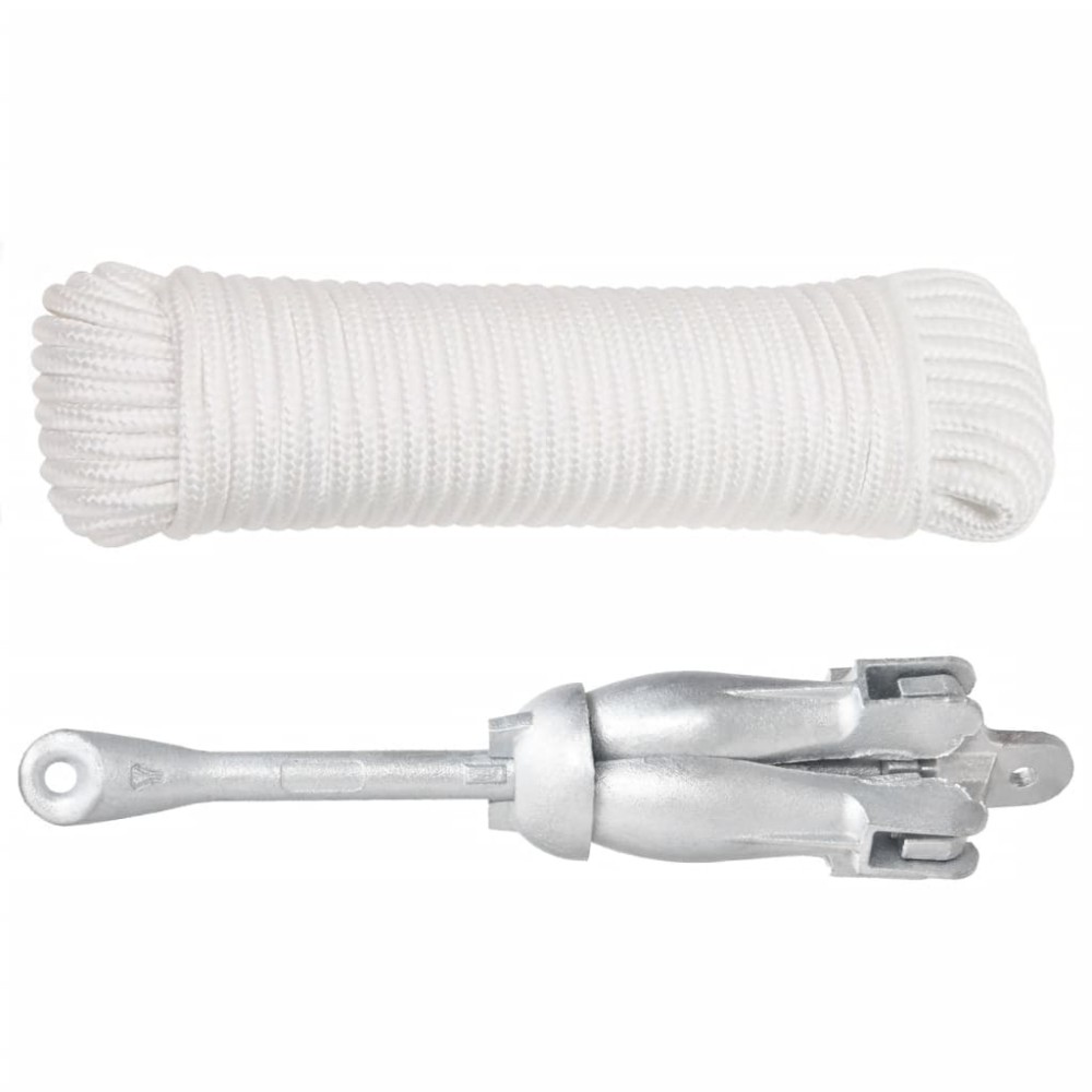 vidaXL Ancoră pliabilă cu funie, 4 kg, fontă galvanizată la cald