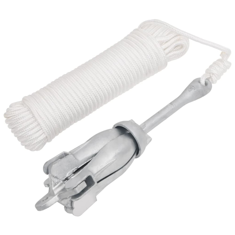 vidaXL Ancoră pliabilă cu funie, 6 kg, fontă galvanizată la cald