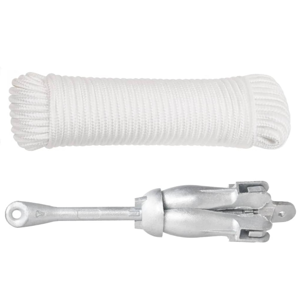 vidaXL Ancoră pliabilă cu funie, 8 kg, fontă galvanizată la cald