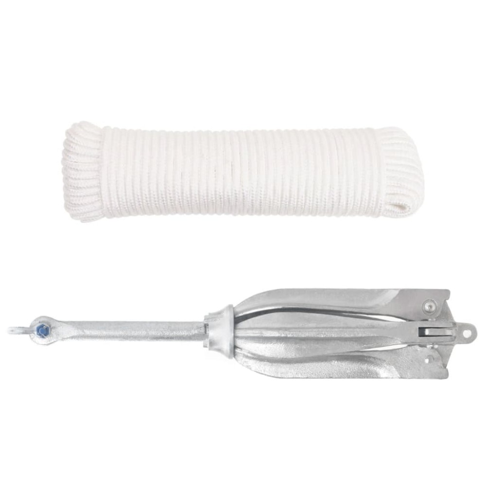 vidaXL Ancoră pliabilă cu funie, 10 kg, fontă galvanizată la cald