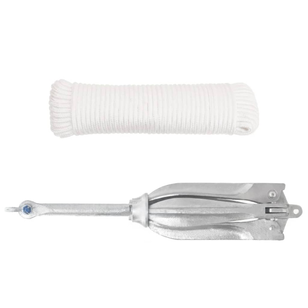vidaXL Ancoră pliabilă cu funie, 12 kg, fontă galvanizată la cald