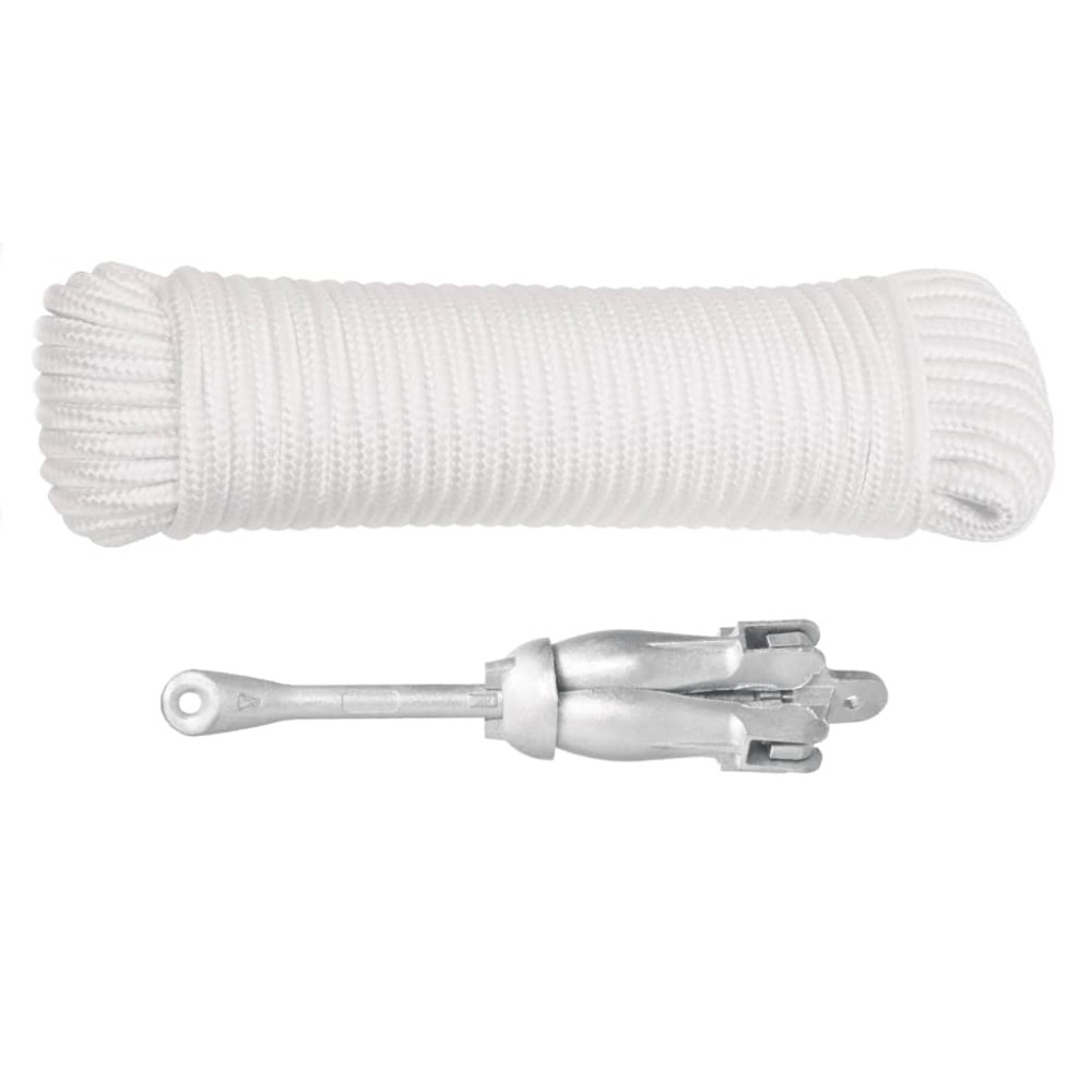 vidaXL Ancoră pliabilă cu funie, argintiu, 1,5 kg, fier maleabil