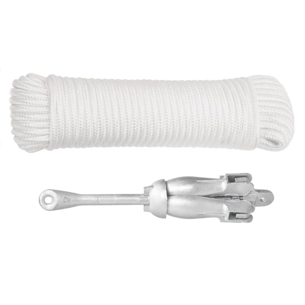 vidaXL Ancoră pliabilă cu funie, argintiu, 2,5 kg, fier maleabil