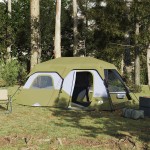 vidaXL Cort de familie 9 persoane, verde, setare rapidă, impermeabil
