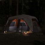 vidaXL Cort familie cu LED 10 persoane gri/portocaliu, setare rapidă